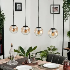 Suspension - Verre Gastor Ambre, Clair, 4 lumières