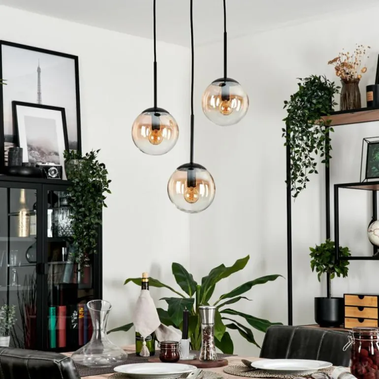 Suspension - Verre Gastor Ambre, Clair, 3 lumières