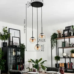 Suspension - Verre Gastor Ambre, Clair, 3 lumières