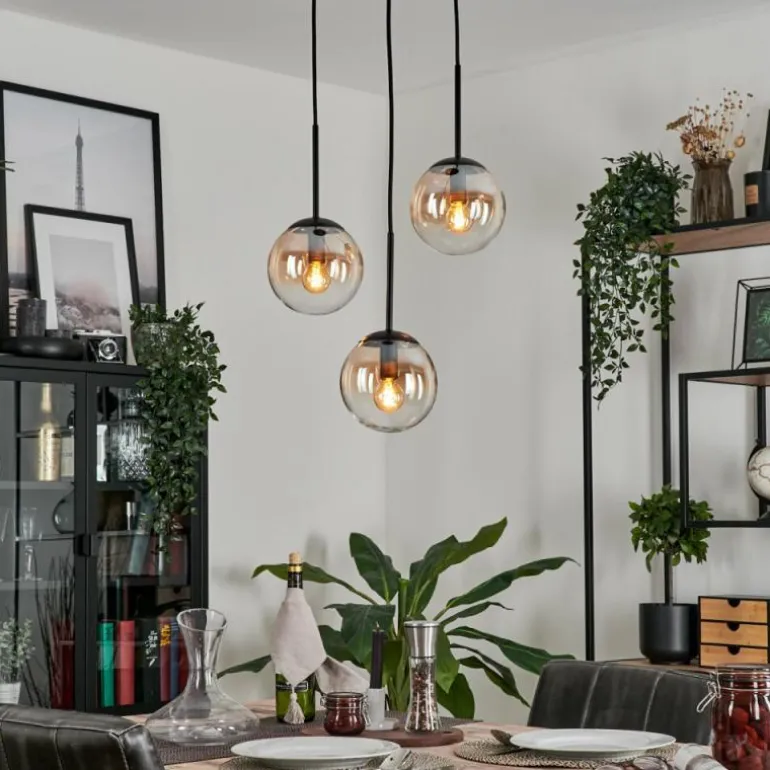 Suspension - Verre Gastor Ambre, Clair, 3 lumières