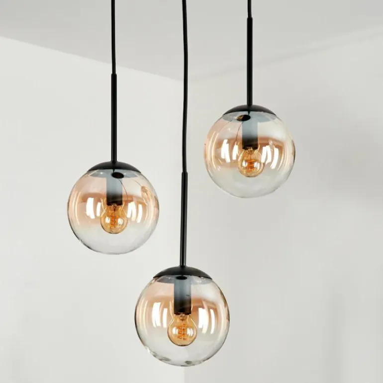 Suspension - Verre Gastor Ambre, Clair, 3 lumières