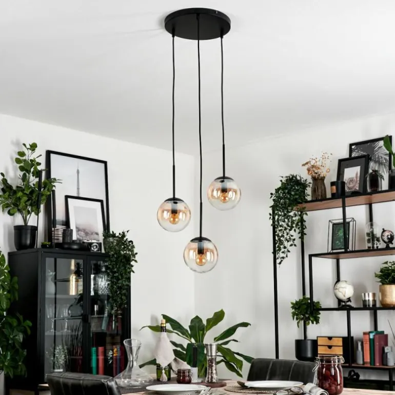 Suspension - Verre Gastor Ambre, Clair, 3 lumières