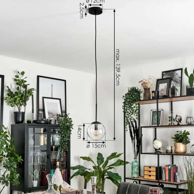 Suspension - Verre Gastor Noir, 1 lumière