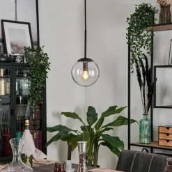 Suspension - Verre Gastor Noir, 1 lumière