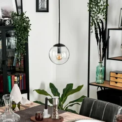 Suspension - Verre Gastor Noir, 1 lumière