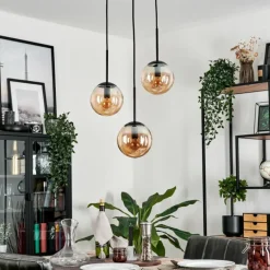 Suspension - Verre Gastor Ambre, 3 lumières