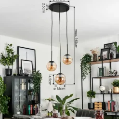 Suspension - Verre Gastor Ambre, 3 lumières