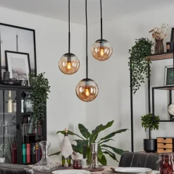 Suspension - Verre Gastor Ambre, 3 lumières