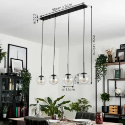 Suspension - Verre Gastor Clair, 4 lumières
