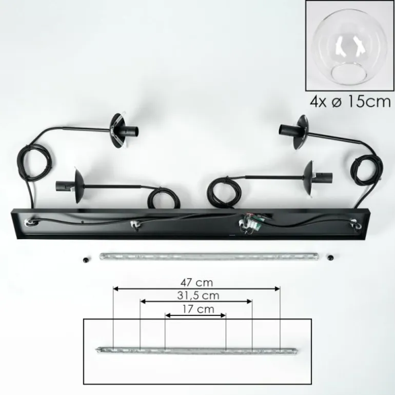 Suspension - Verre Gastor Clair, 4 lumières