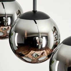 Suspension - Verre Gastor Chrome, Fumé, 4 lumières