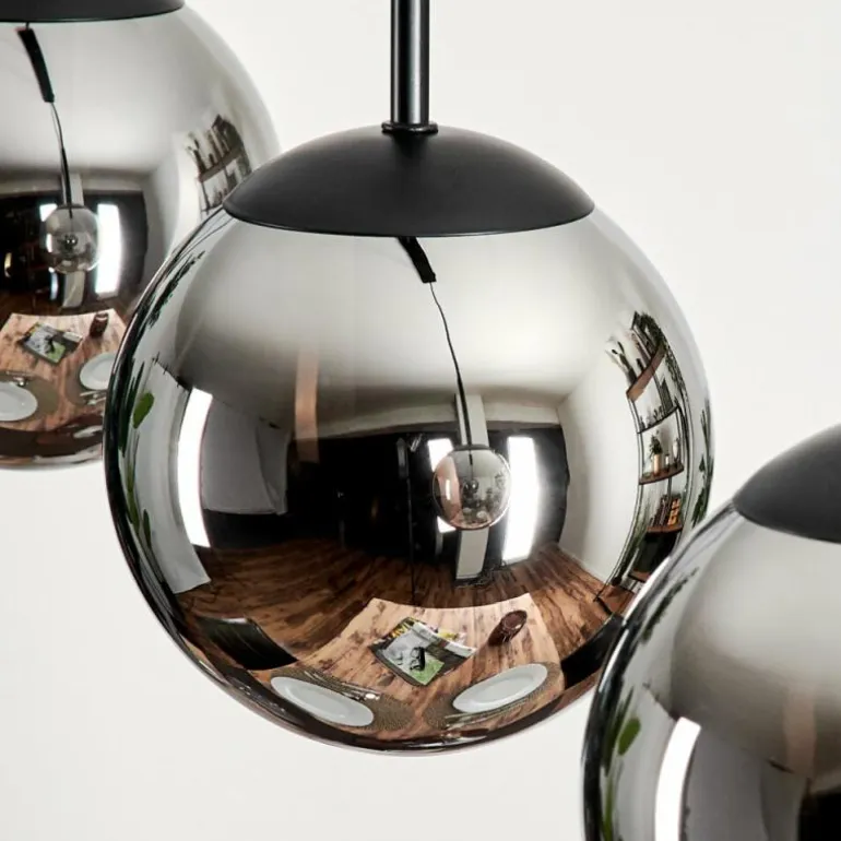 Suspension - Verre Gastor Chrome, Fumé, 4 lumières