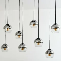 Suspension - Verre Koyoto Chrome, Clair, Fumé, 8 lumières