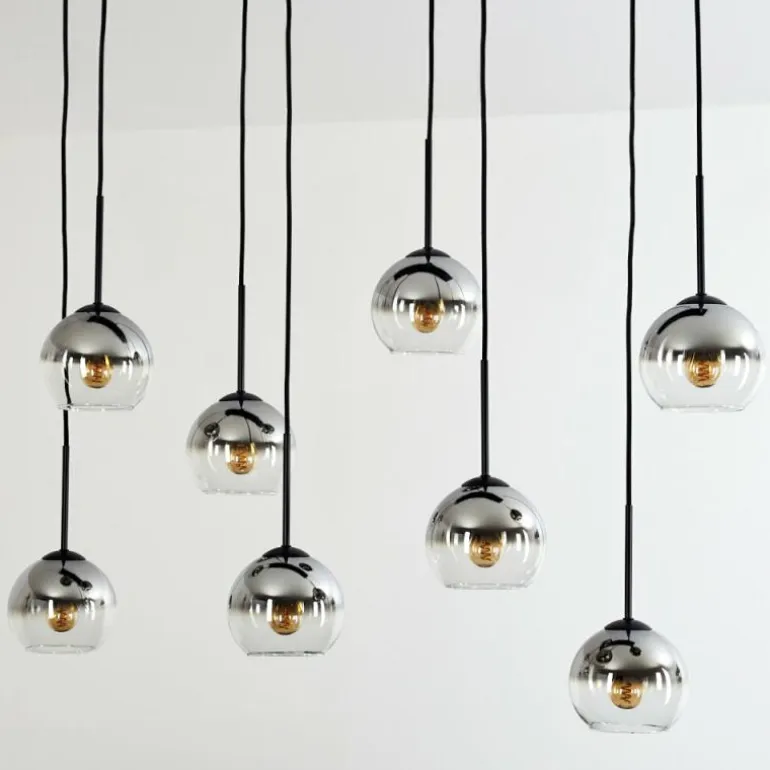 Suspension - Verre Koyoto Chrome, Clair, Fumé, 8 lumières