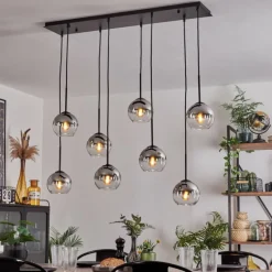 Suspension - Verre Koyoto Chrome, Clair, Fumé, 8 lumières