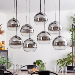Suspension - Verre Koyoto Chrome, Clair, Fumé, 8 lumières