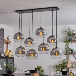 Suspension - Verre Koyoto Chrome, Clair, Fumé, 8 lumières
