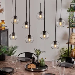 Suspension - Verre Koyoto Clair, 8 lumières