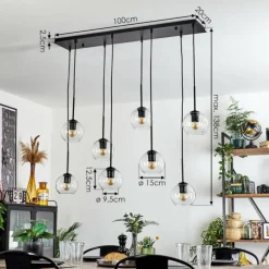 Suspension - Verre Koyoto Clair, 8 lumières