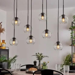 Suspension - Verre Koyoto Clair, 8 lumières