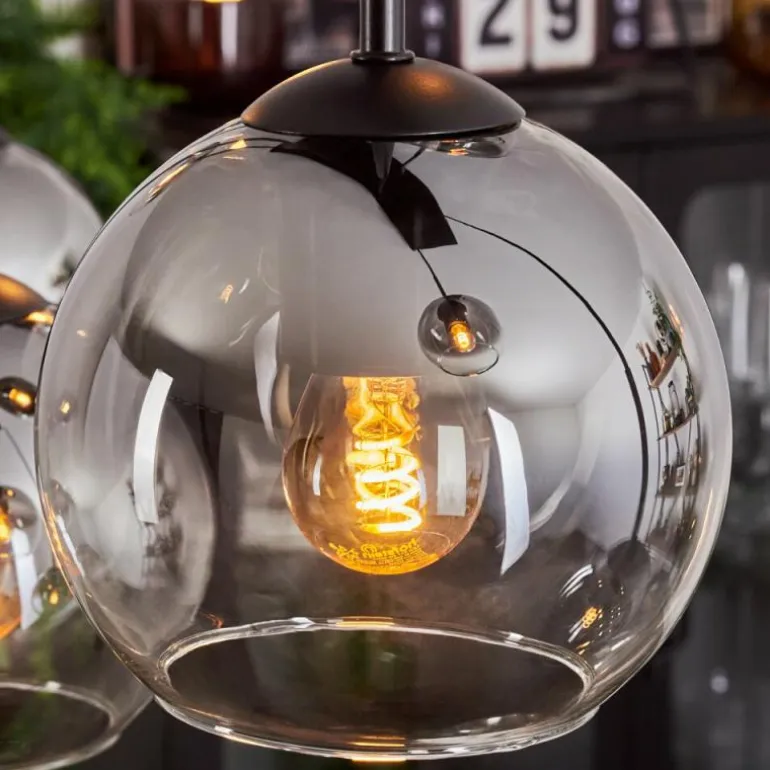 Suspension - Verre Koyoto Clair, Fumé, 8 lumières