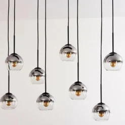 Suspension - Verre Koyoto Clair, Fumé, 8 lumières