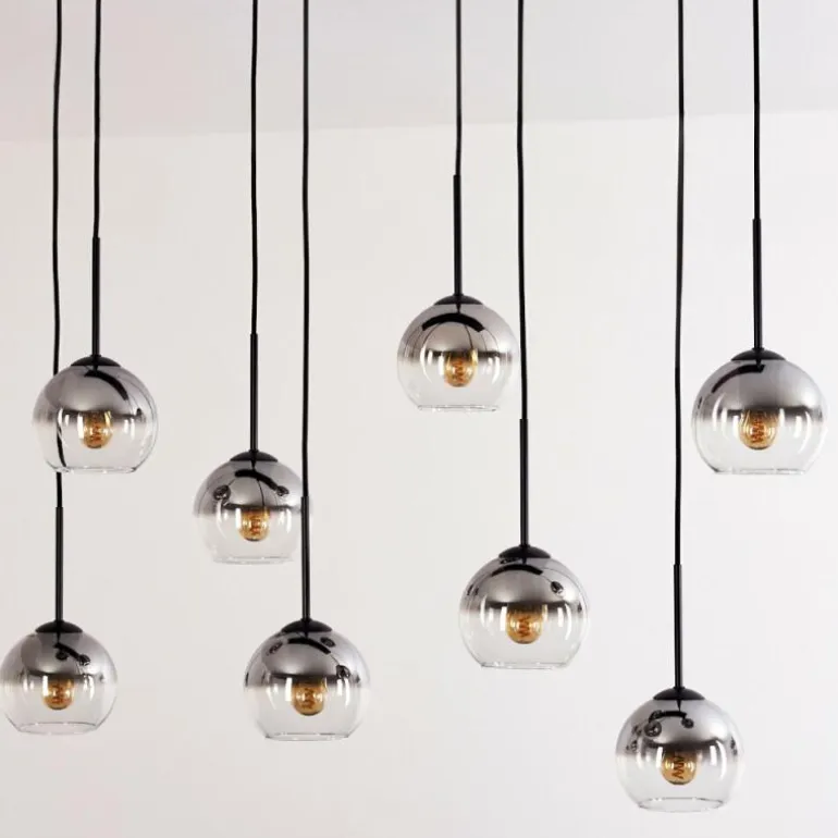 Suspension - Verre Koyoto Clair, Fumé, 8 lumières