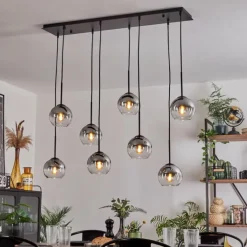 Suspension - Verre Koyoto Clair, Fumé, 8 lumières