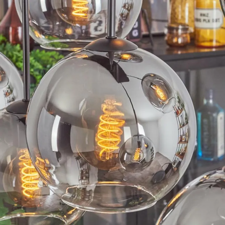 Suspension - Verre Koyoto Clair, Fumé, 8 lumières