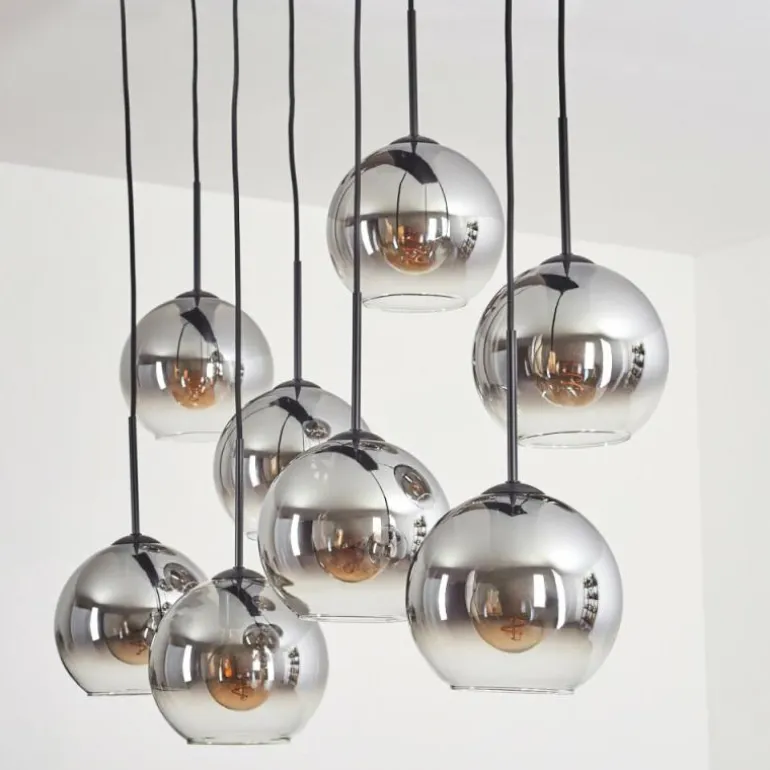 Suspension - Verre Koyoto Clair, Fumé, 8 lumières