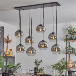 Suspension - Verre Koyoto Clair, Fumé, 8 lumières