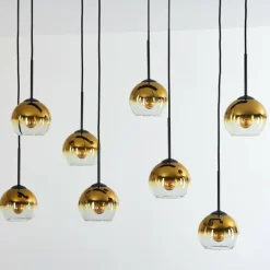 Suspension - Verre Koyoto Or, Clair, 8 lumières