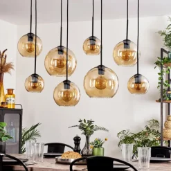 Suspension - Verre Koyoto Ambre, 8 lumières