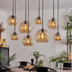 Suspension - Verre Koyoto Ambre, 8 lumières