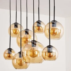 Suspension - Verre Koyoto Ambre, 8 lumières