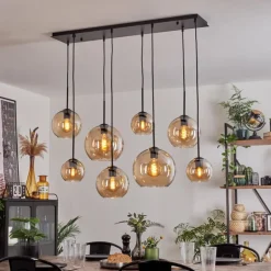Suspension - Verre Koyoto Ambre, 8 lumières