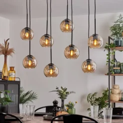 Suspension - Verre Koyoto Ambre, 8 lumières