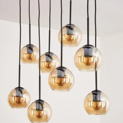 Suspension - Verre Koyoto Ambre, 8 lumières