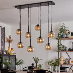 Suspension - Verre Koyoto Ambre, 8 lumières