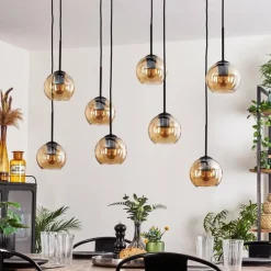 Suspension - Verre Koyoto Ambre, 8 lumières