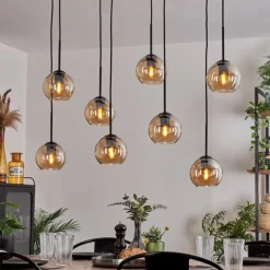 Suspension - Verre Koyoto Ambre, 8 lumières