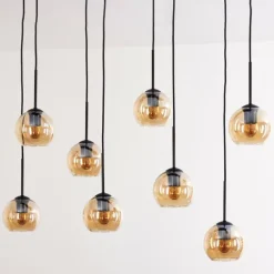 Suspension - Verre Koyoto Ambre, 8 lumières