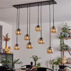 Suspension - Verre Koyoto Ambre, 8 lumières