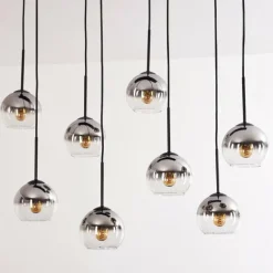 Suspension - Verre Koyoto Chrome, Clair, Fumé, 8 lumières