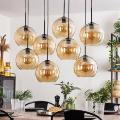 Suspension - Verre Koyoto Ambre, 8 lumières