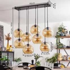 Suspension - Verre Koyoto Ambre, 8 lumières