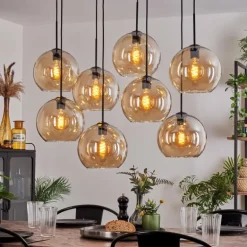 Suspension - Verre Koyoto Ambre, 8 lumières