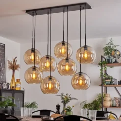 Suspension - Verre Koyoto Ambre, 8 lumières