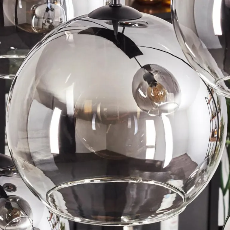 Suspension - Verre Koyoto Clair, Fumé, 8 lumières