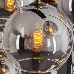 Suspension - Verre Koyoto Clair, Fumé, 8 lumières